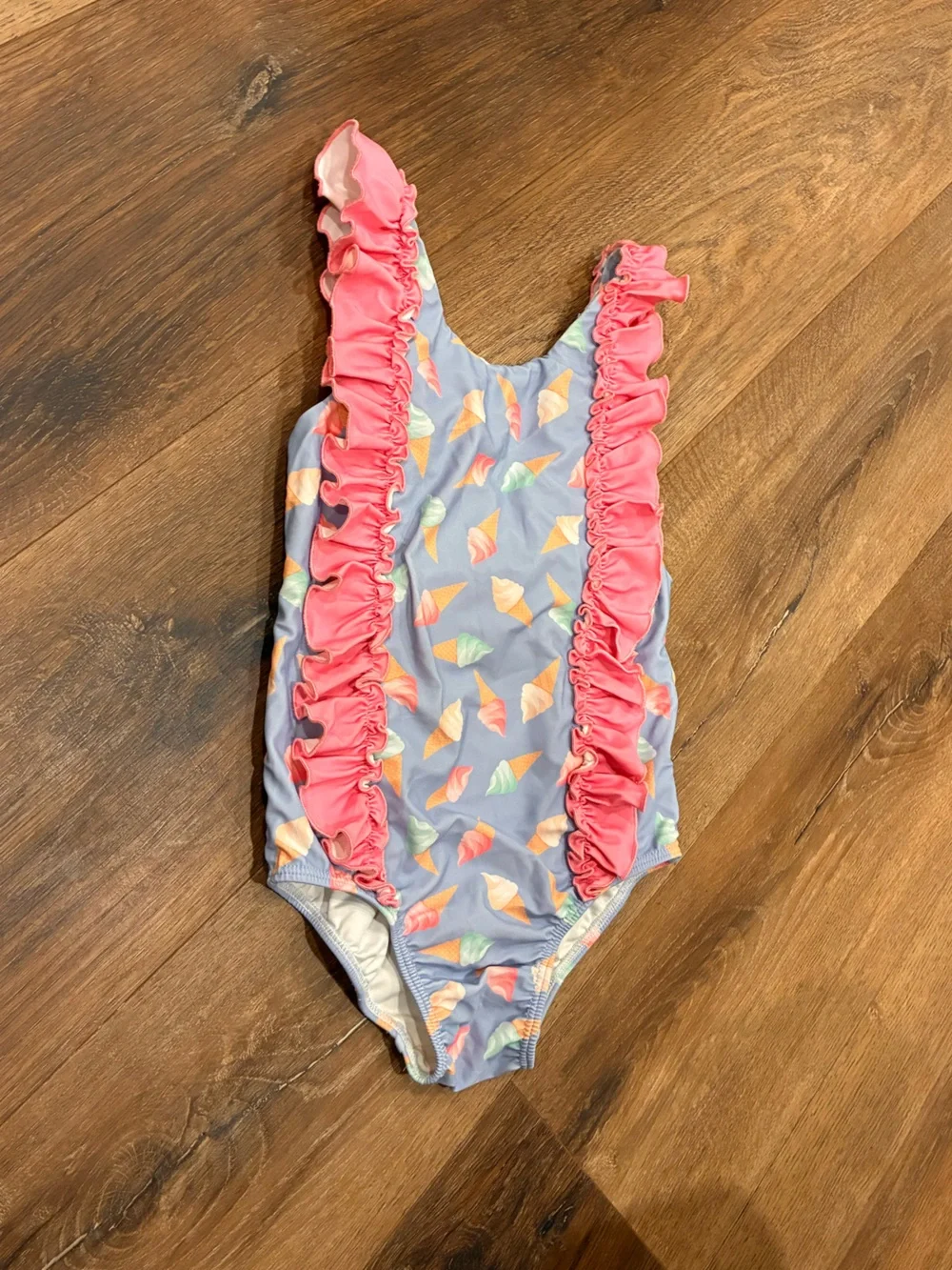 Southern Smocked Co Blue Pink Ice Cream One Piece Swimsuit Vacation Beach 5 Girl